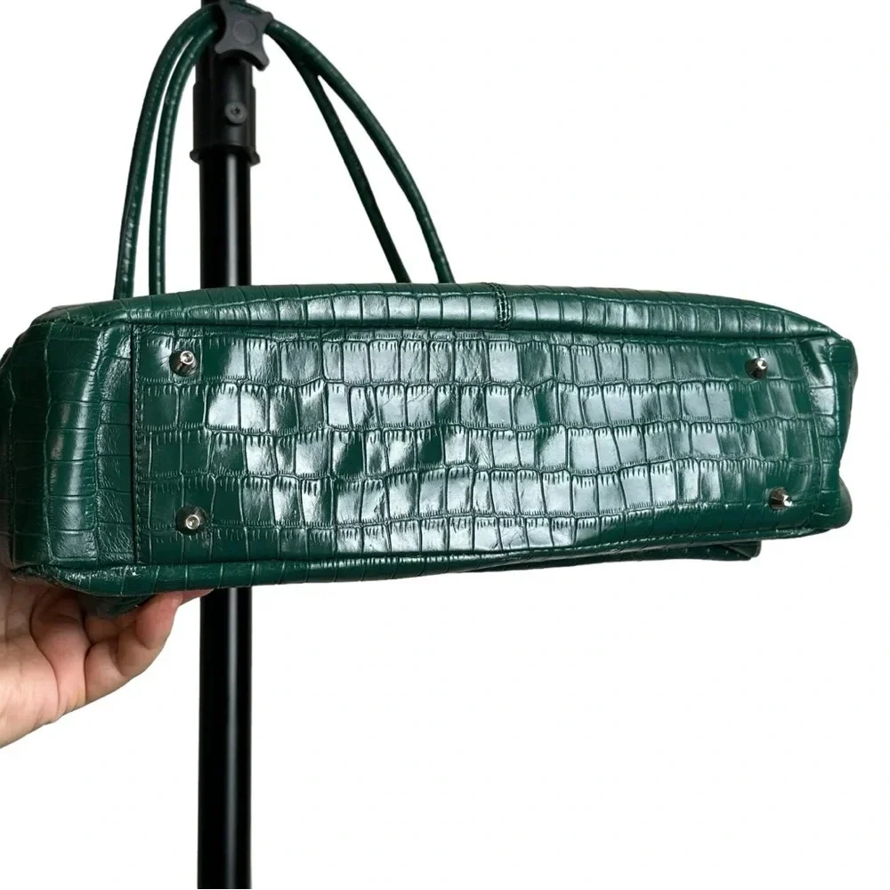 MAXX New York Green Croc Embossed Leather Shoulder Bag Silver Hardware Mobwife - Picture 5 of 16